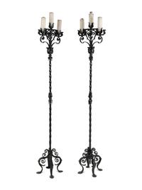 A Pair of Wrought Iron Torchères