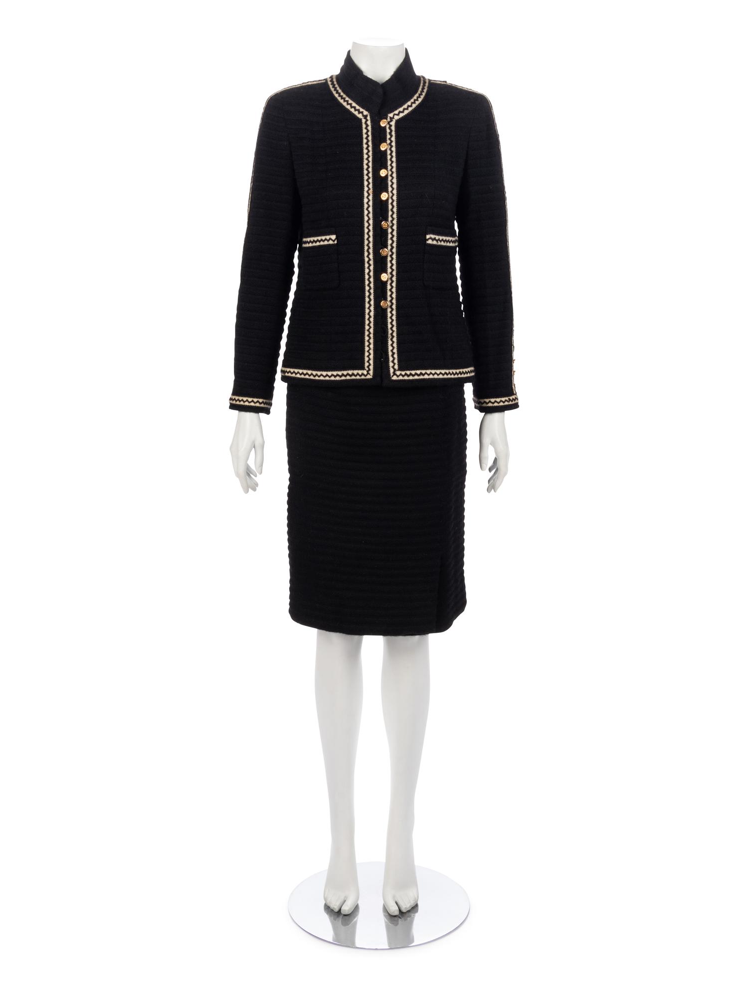 Chanel Black and White Skirt Suit, 1990-2000s