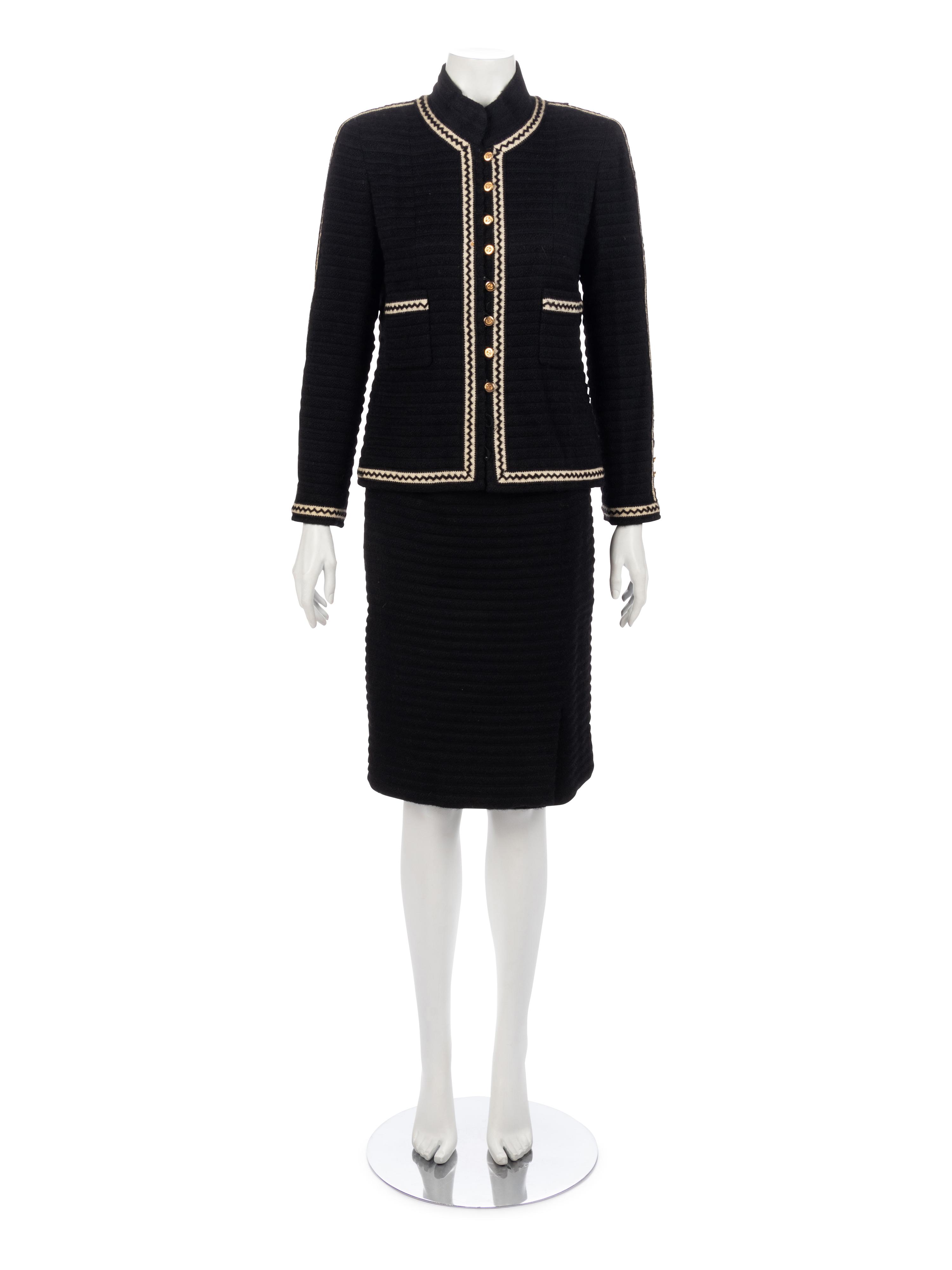 Chanel Black and White Skirt Suit, 1990-2000s