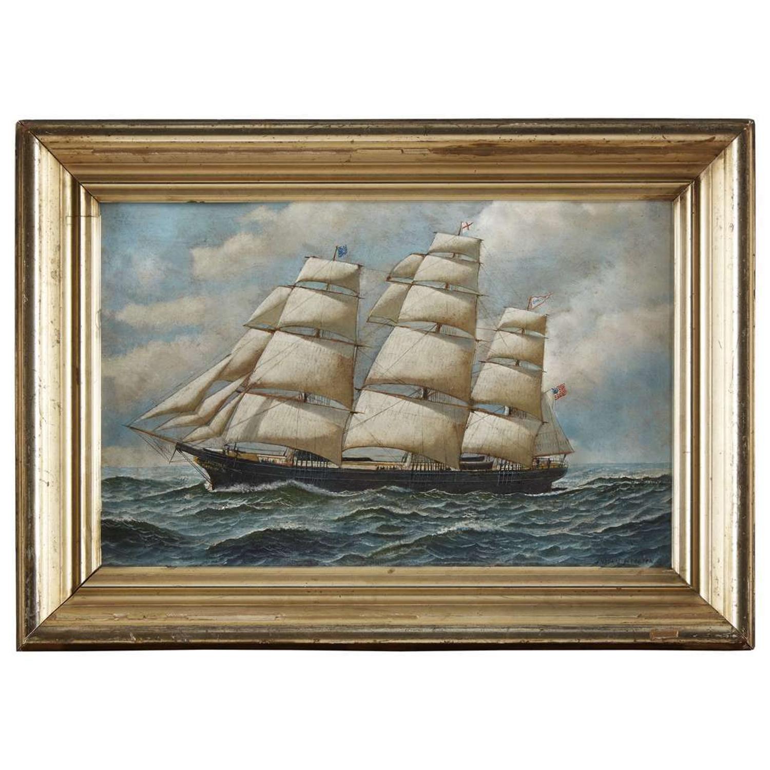 Antonio Jacobsen (1850-1921) Clipper Ship Game Cock