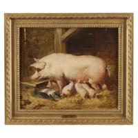 JOHN FREDERICK HERRING THE ELDER (BRITISH 1795–1865) SOW WITH SUCKLING PIGLETS