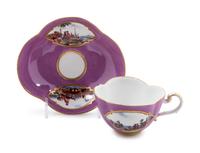 A Meissen Painted and Parcel Gilt Porcelain Teacup and Saucer