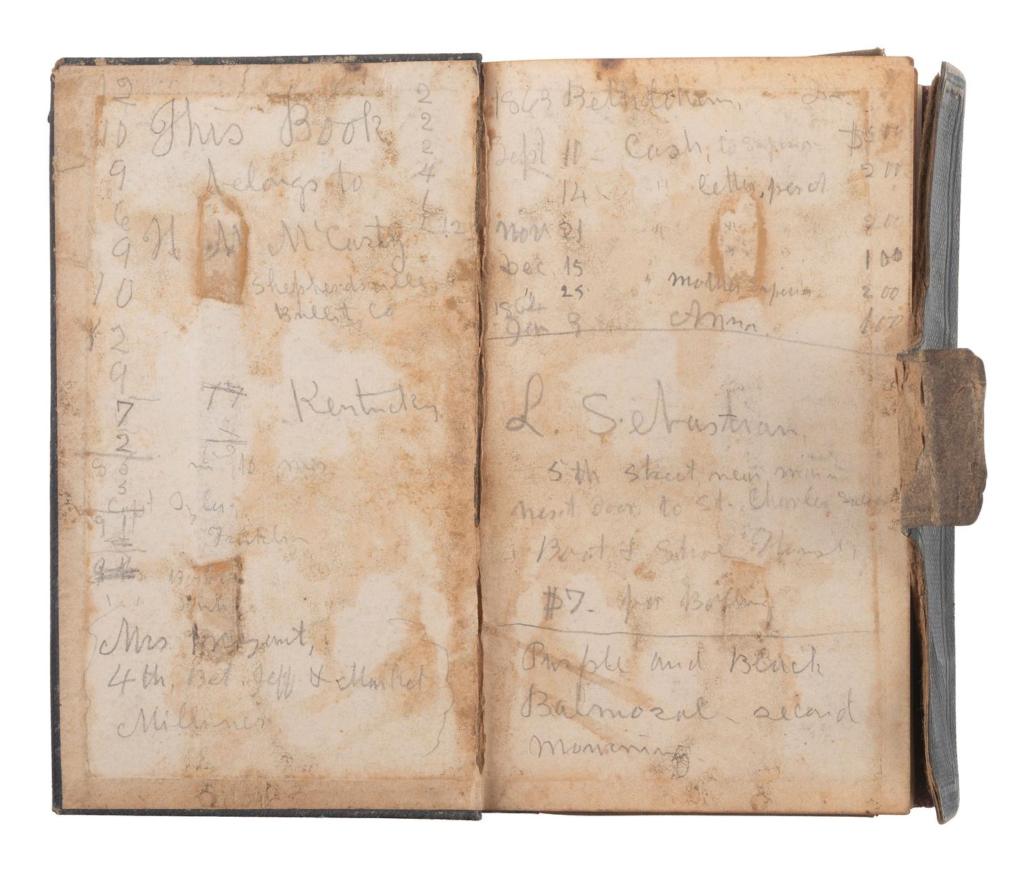 [CIVIL WAR] -- [QUANTRILL'S RAIDERS]. Diary of H.M. McCarty, editor of the Border Star at Westport, Missouri, with entries referencing 1863 clashes between Union soldiers and southern sympathizers, guerilla activity, and Quantrill's Raiders.