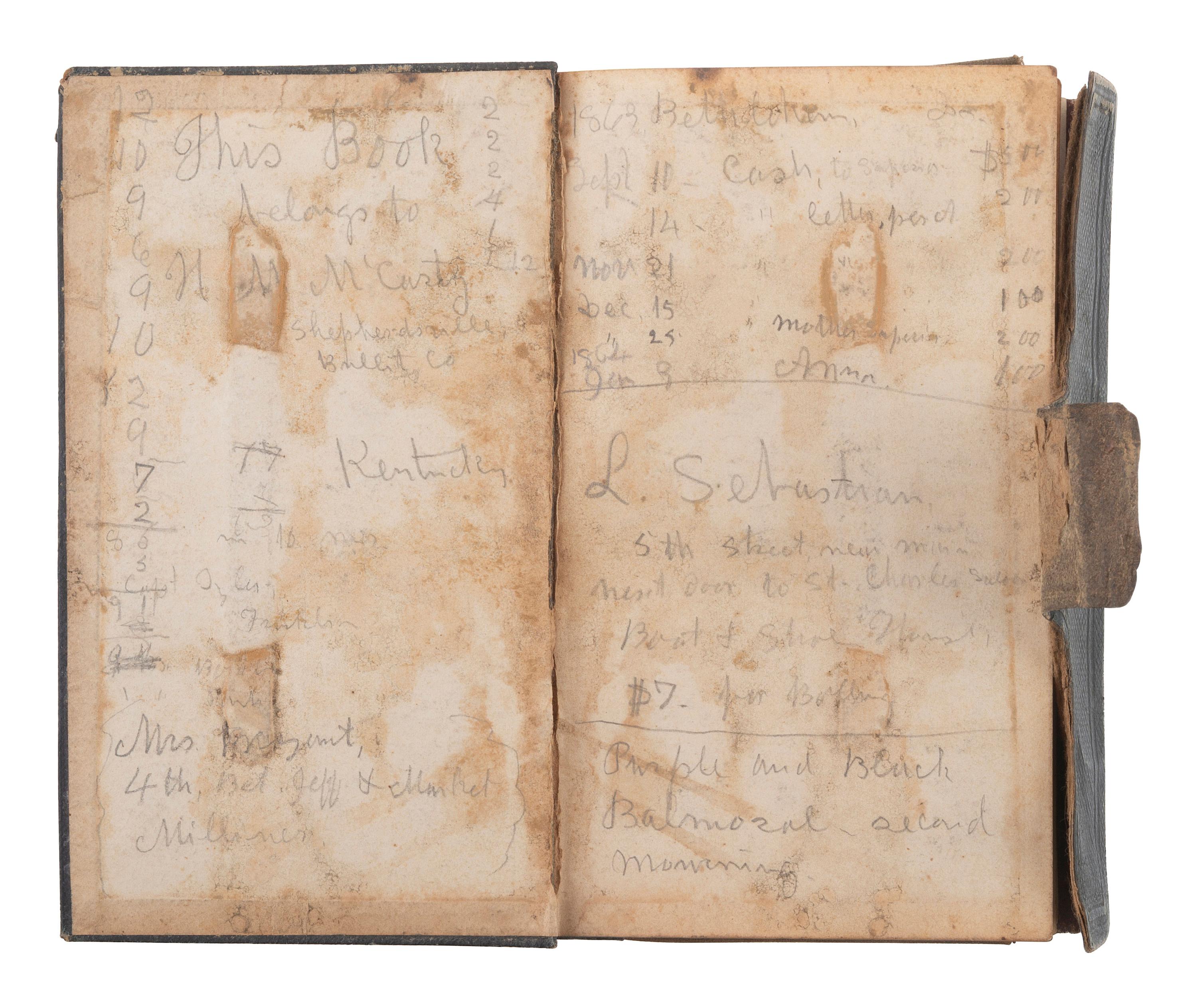 [CIVIL WAR] -- [QUANTRILL'S RAIDERS]. Diary of H.M. McCarty, editor of the Border Star at Westport, Missouri, with entries referencing 1863 clashes between Union soldiers and southern sympathizers, guerilla activity, and Quantrill's Raiders.