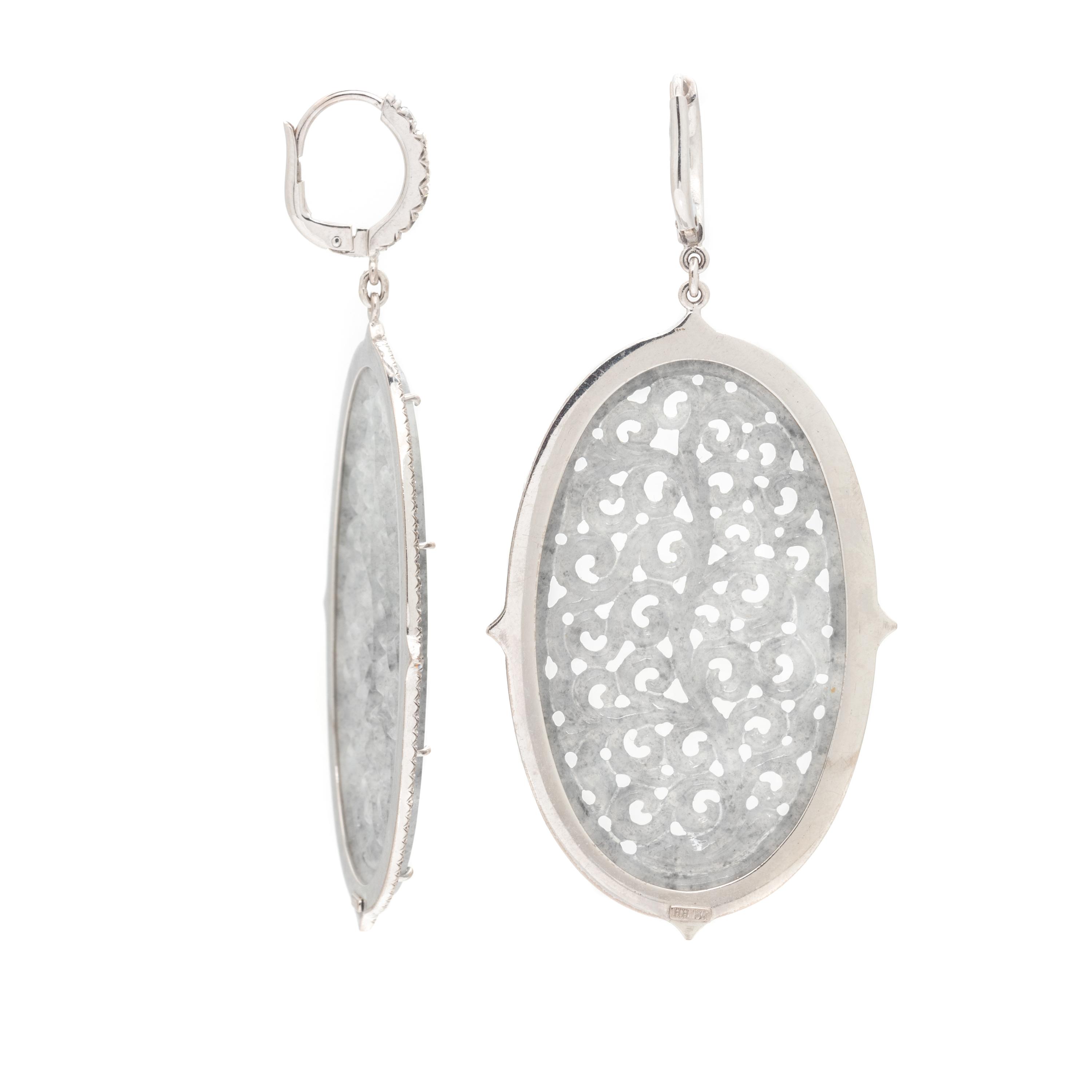 JADE, DIAMOND, AND BROWN DIAMOND EARRINGS