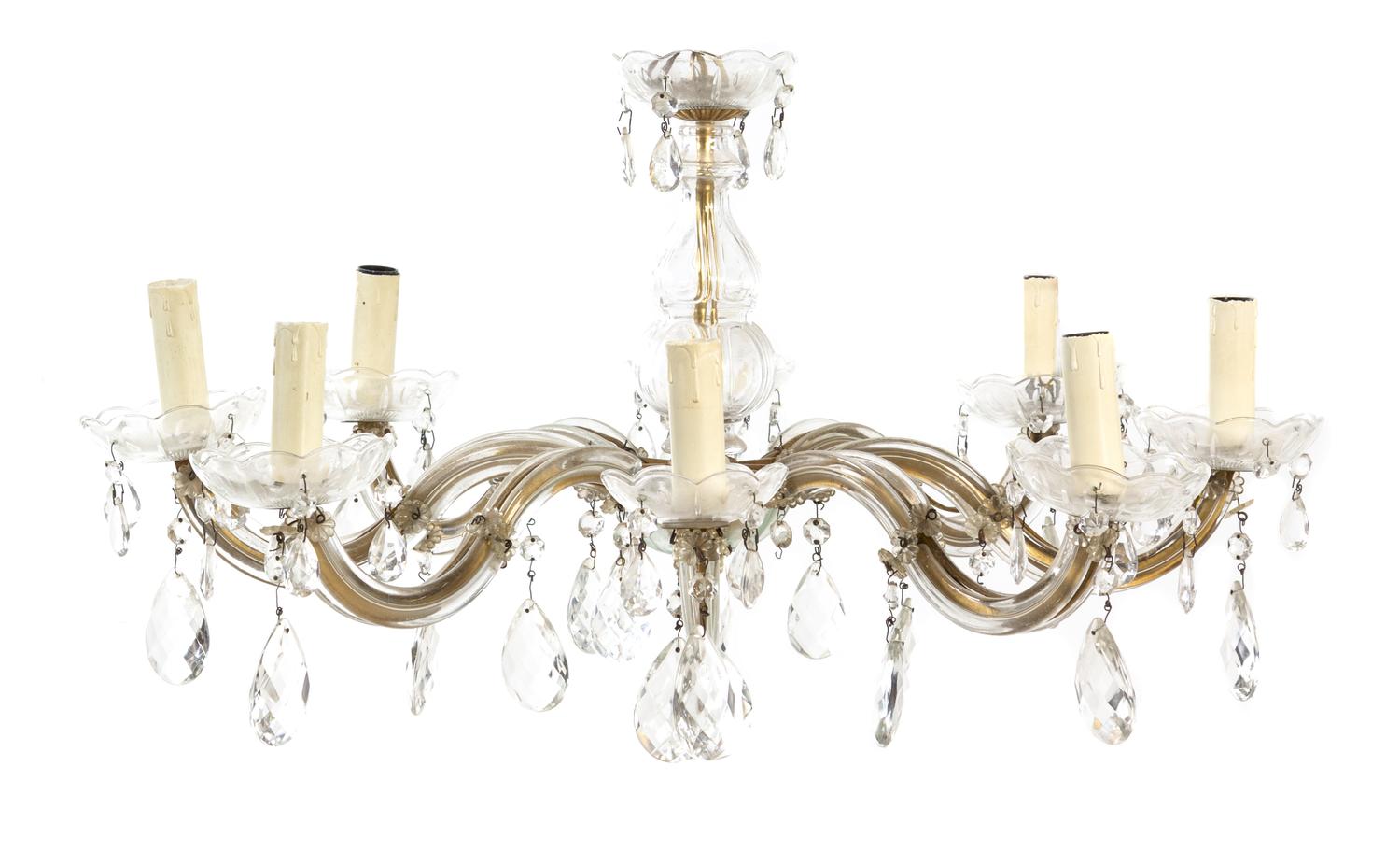A Cased Glass Eight-Light Chandelier