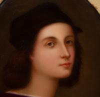 A Grand Tour Painted Porcelain Portrait Plaque of Raphael as a Young Man