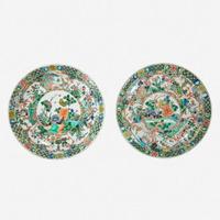 Two similar Chinese famille verte-decorated porcelain circular dishes Kangxi period