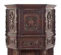 A Gothic Revival Oak Cabinet on Stand