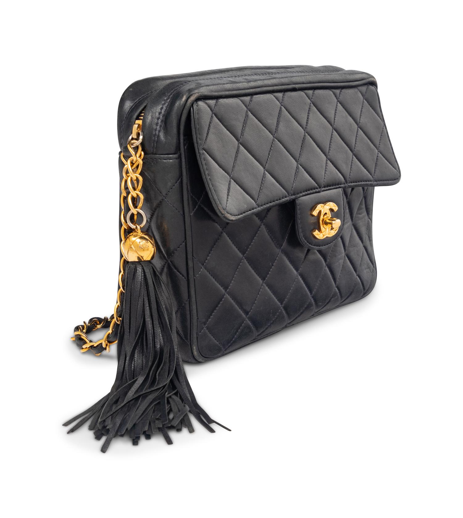Chanel Flap Camera Bag in Quilted Navy Lambskin
