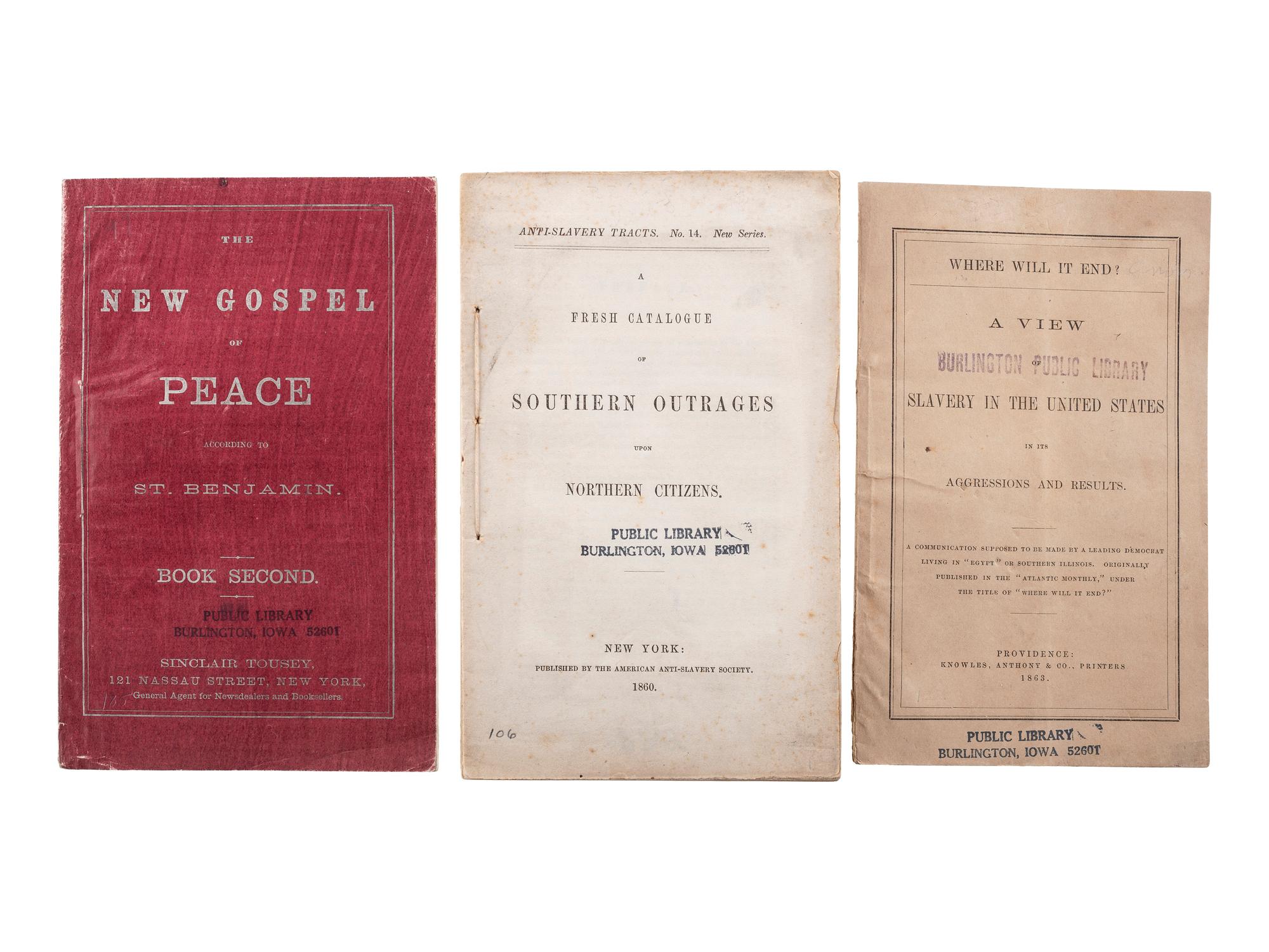 [SLAVERY, ABOLITION & EMANCIPATION]. A group of 40 antebellum and Civil War-era pamphlets on enslavement, abolition, emancipation, and colonization, comprising: