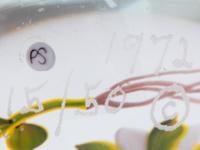 A Paul Stankard White Flower Botanical Glass Paperweight