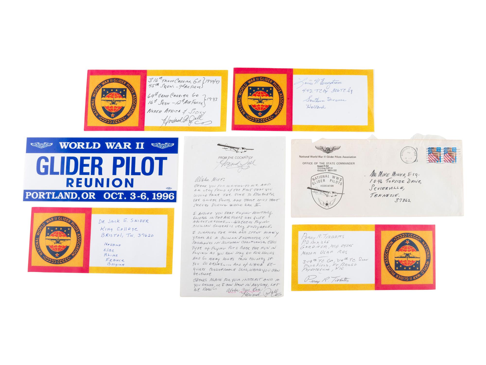 [WWII]. Signatures from 26 glider pilots and soldiers, incl. forces who participated in D-Day.