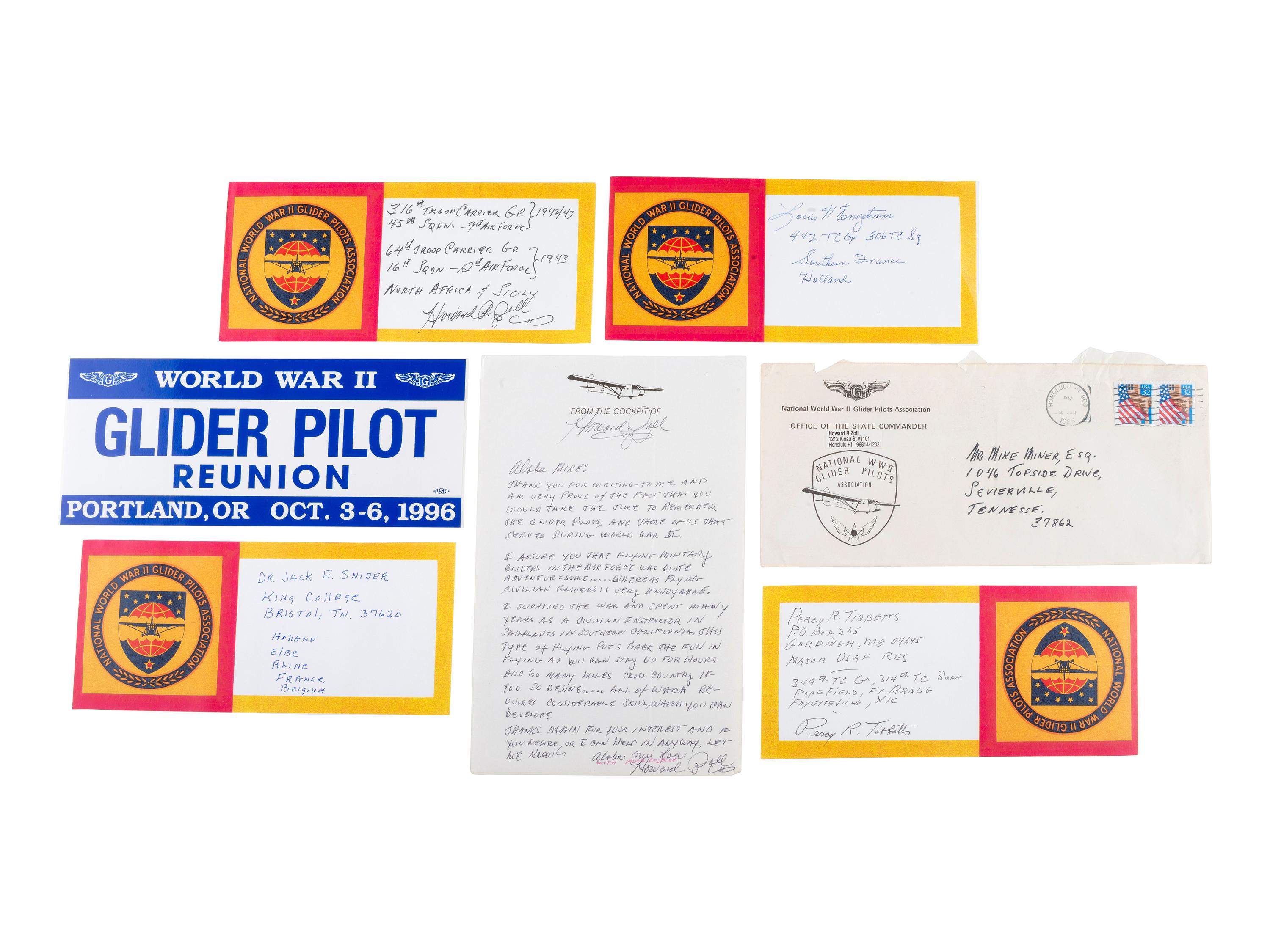 [WWII]. Signatures from 26 glider pilots and soldiers, incl. forces who participated in D-Day.