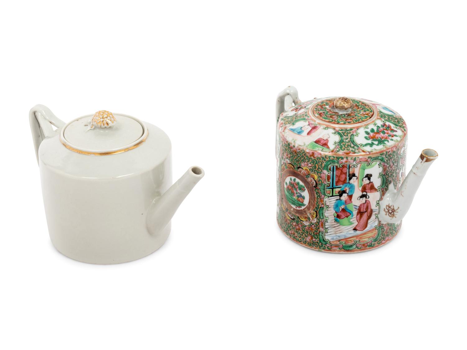 Two Chinese Export Porcelain Teapots