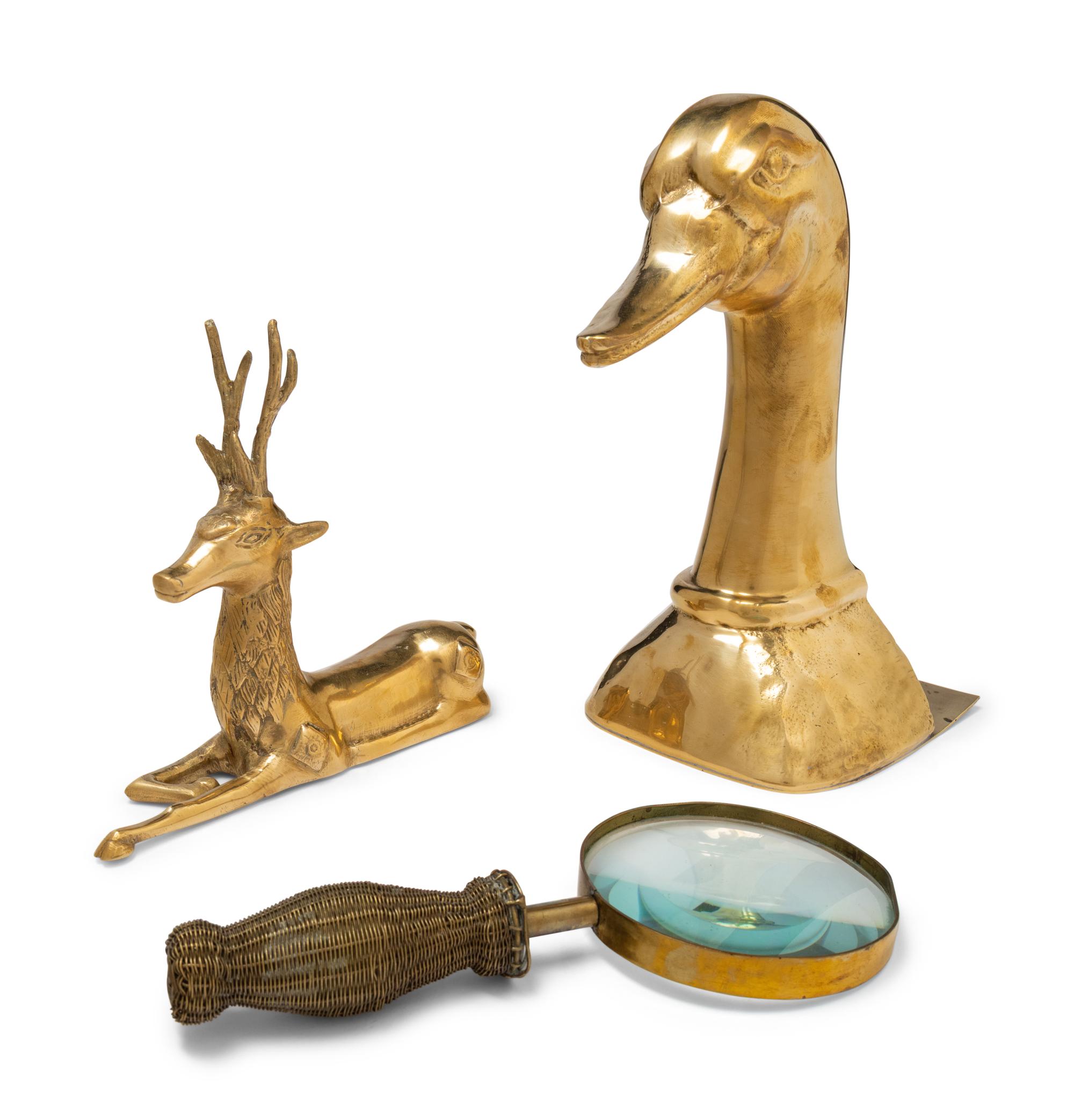 A Group of Three Brass Decorative Articles