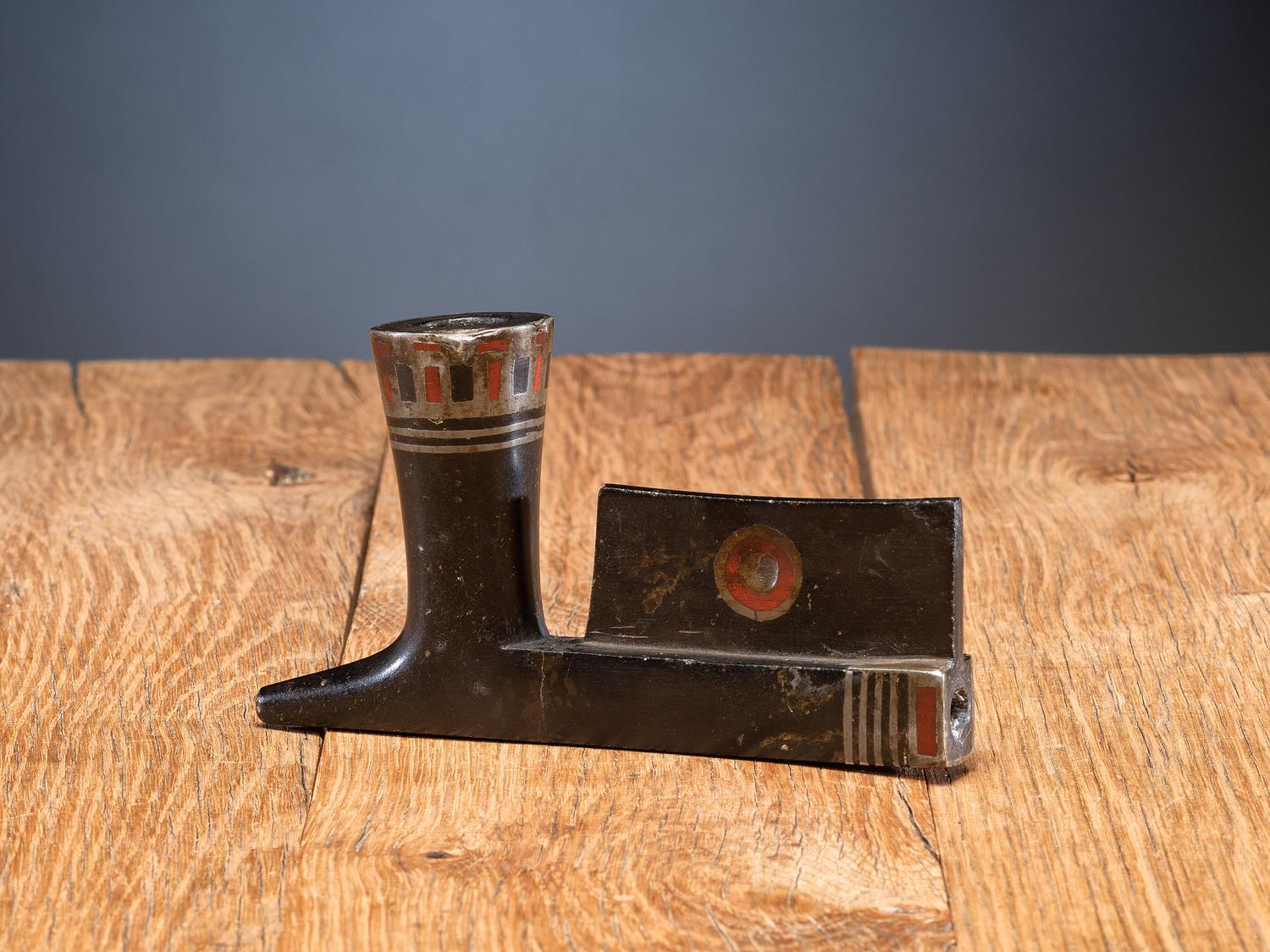 Western Great Lakes Puzzle Pipe Stem, with Inlaid Steatite Bowl