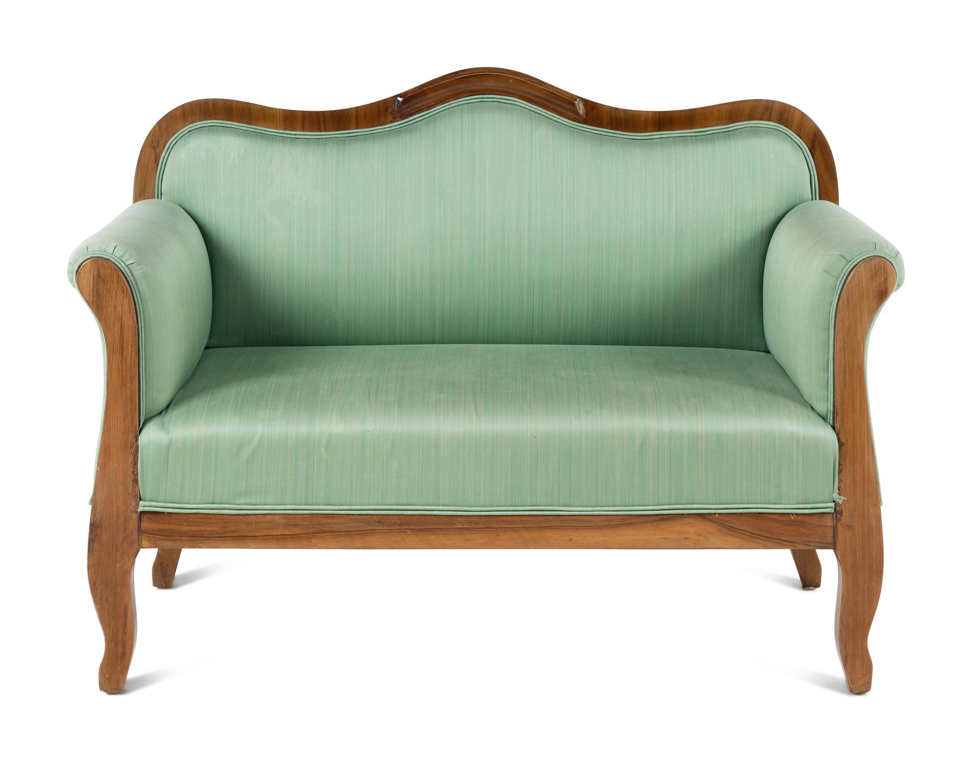 A Biedermeier Walnut Loveseat