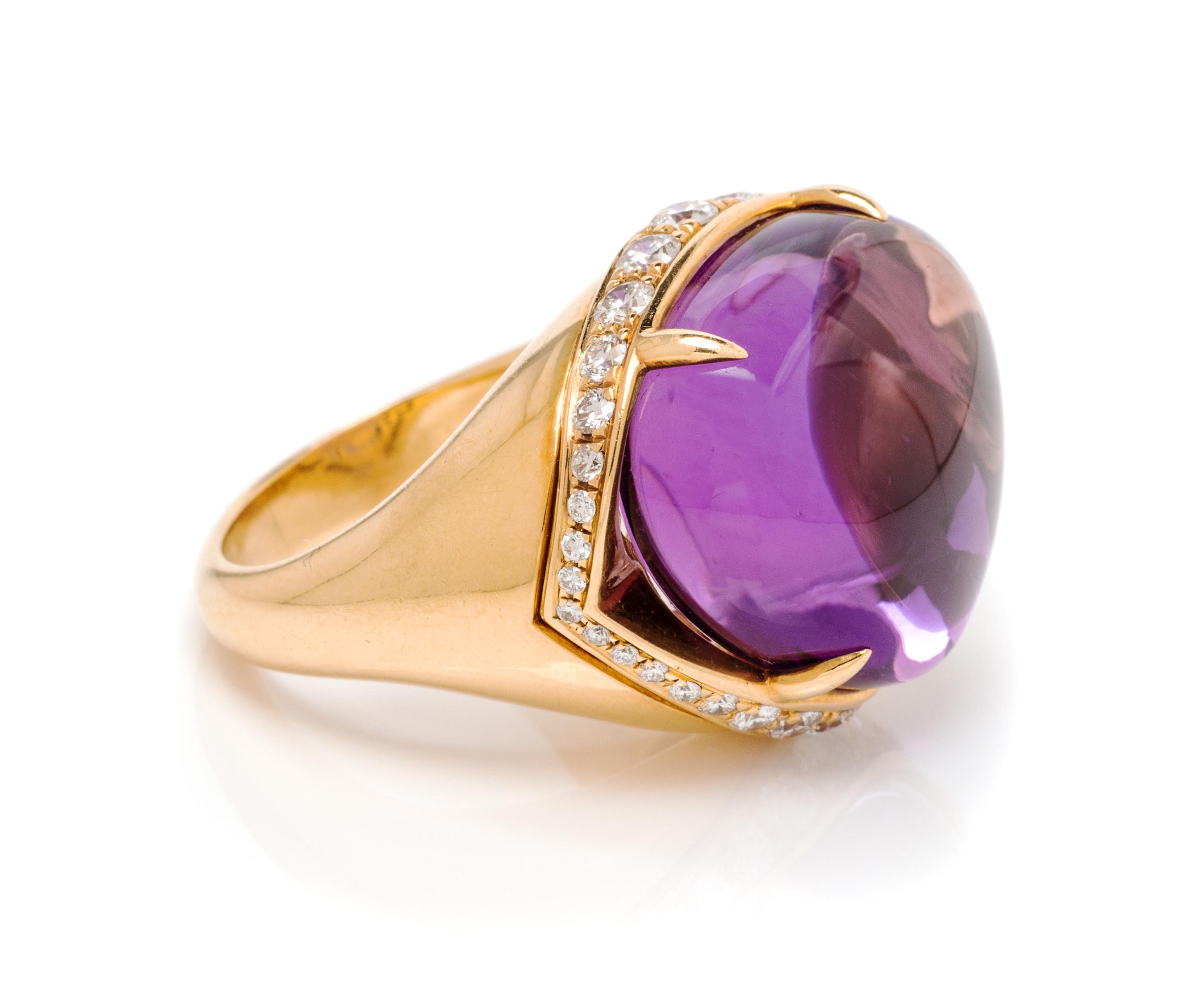 An 18 Karat Yellow Gold, Amethyst, and Diamond 'Sassi' Ring, Bvlgari, 9.45 dwts.