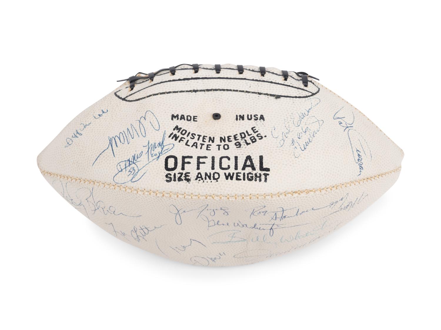 A Vintage 1978 NFLPA Banquet Multi Signed (31 Signatures) Autograph Football Including Walter Payton and Roger Staubach Period Signatures (Beckett Authentication Services Letter BAS Certified),