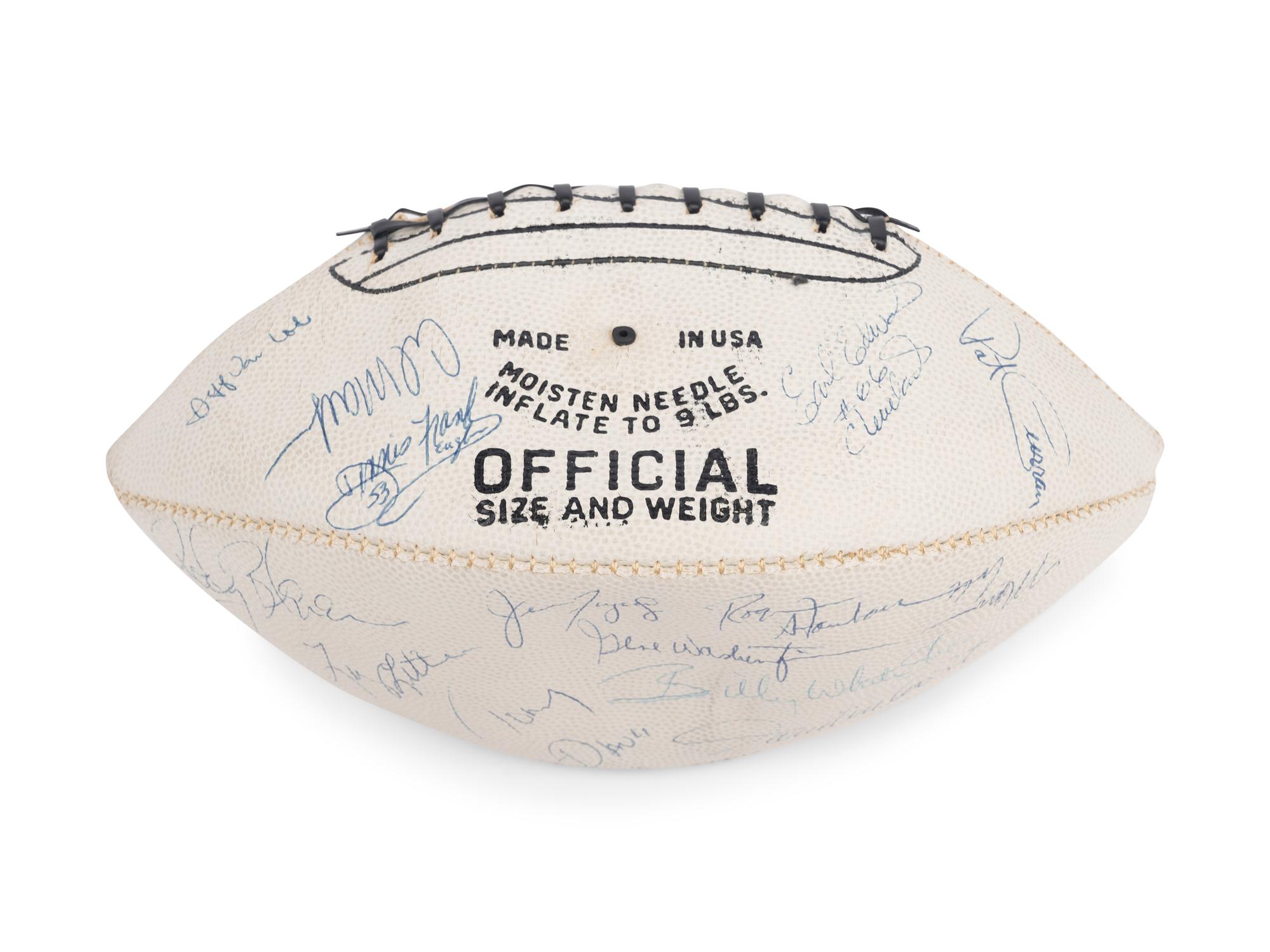 A Vintage 1978 NFLPA Banquet Multi Signed (31 Signatures) Autograph Football Including Walter Payton and Roger Staubach Period Signatures (Beckett Authentication Services Letter BAS Certified),