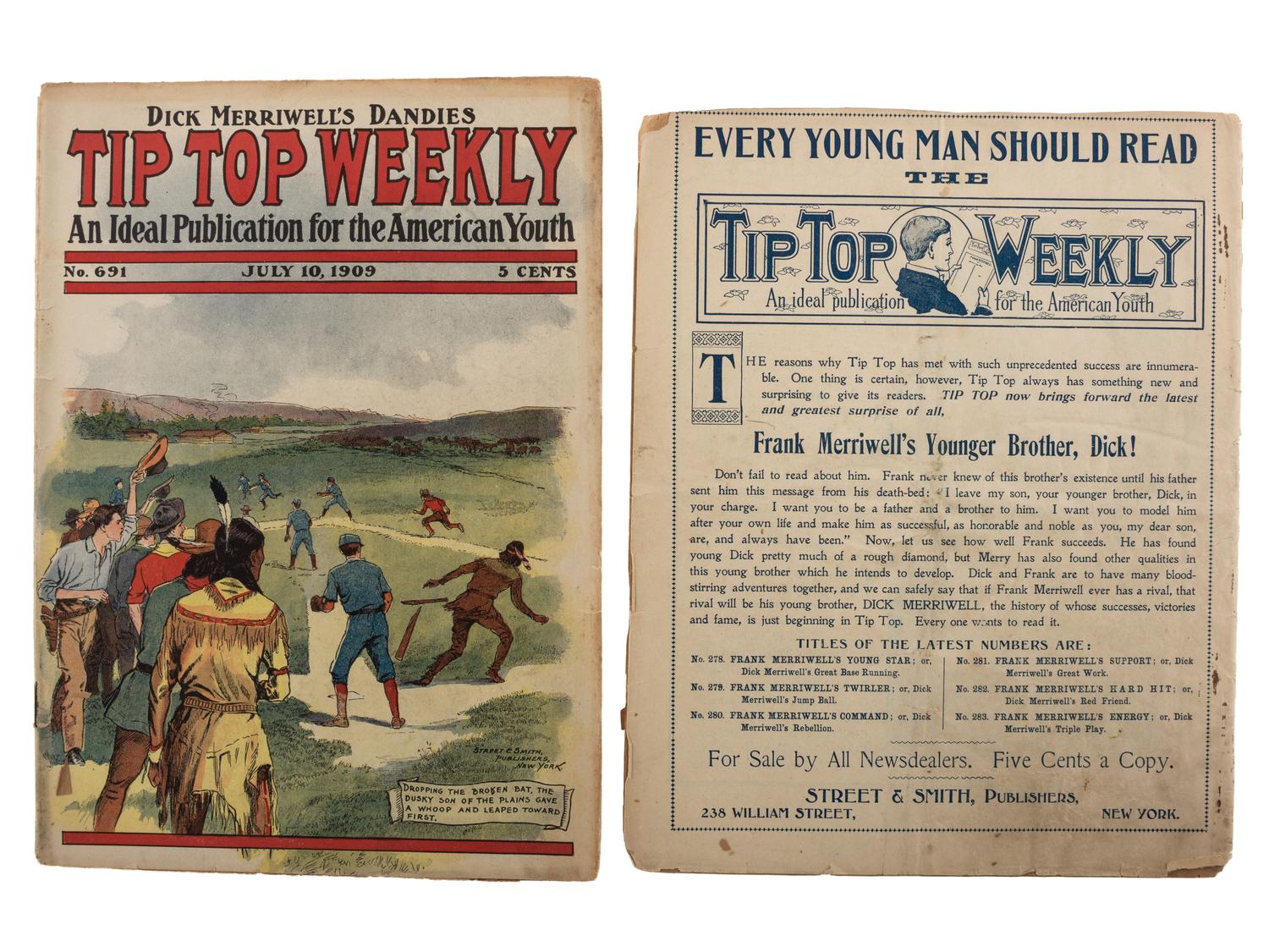[WILD WEST SHOWS]. A group of 10 items, incl. Western periodicals and enlarged portrait of Buffalo Bill.