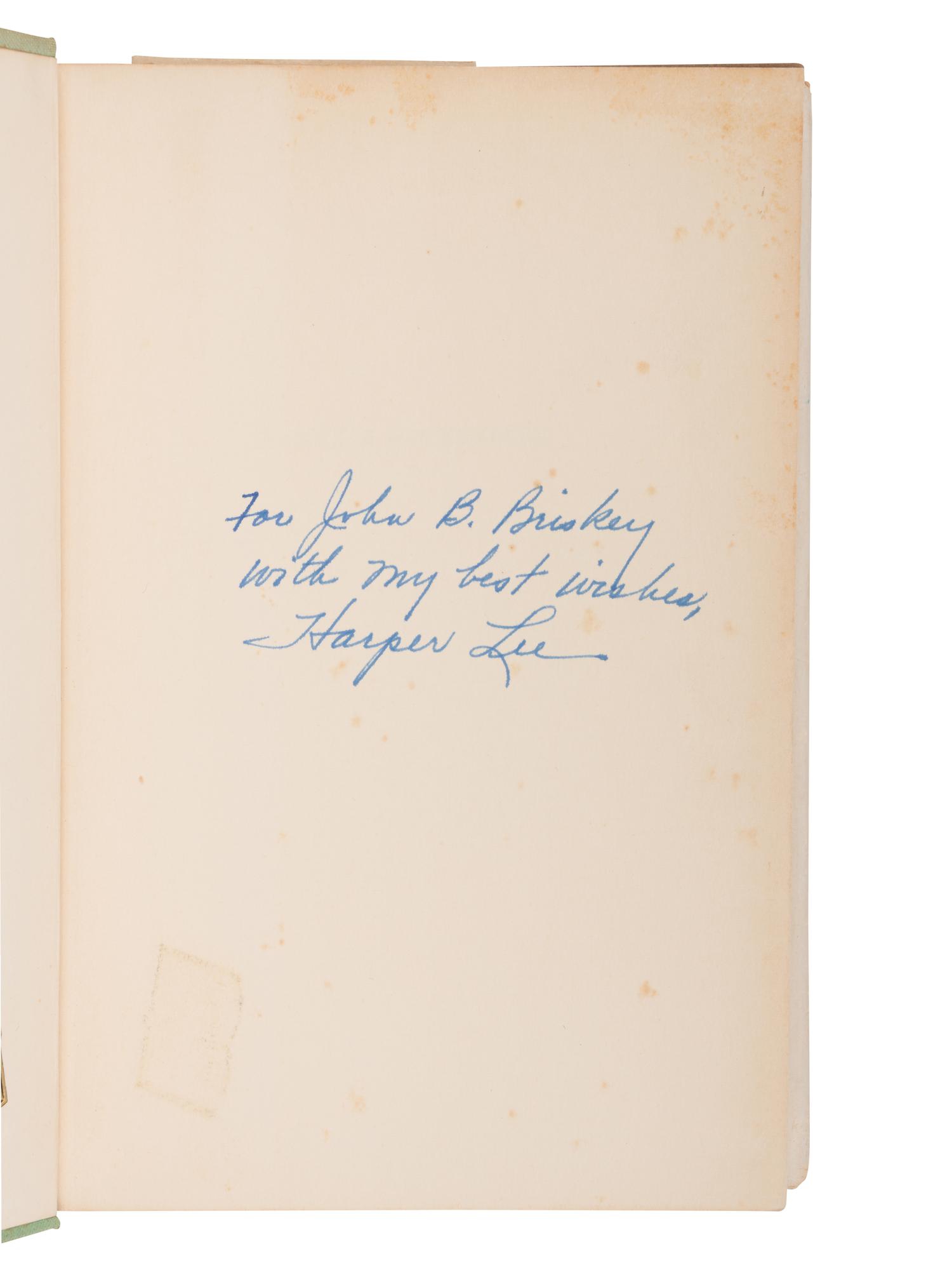 LEE, Harper (1926-2016). To Kill A Mockingbird . Philadelphia & New York: J.B. Lippincott Company, 1960.