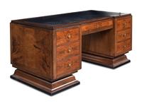 An Art Deco Walnut Pedestal Desk