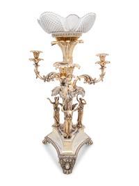 An English Silver-Plate and Cut-Glass Centerpiece