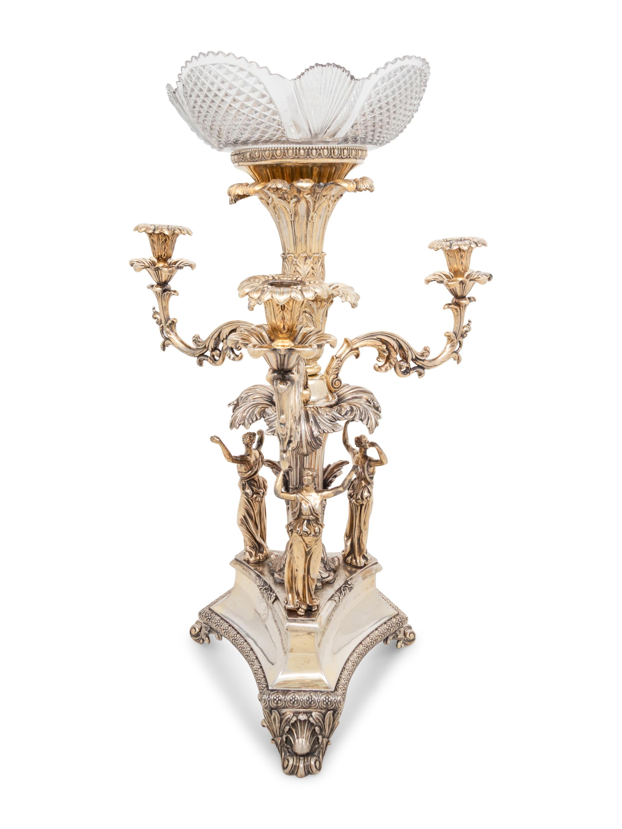 An English Silver-Plate and Cut-Glass Centerpiece