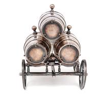 A Victorian Novelty Silver-Plate Triple Spirit Barrel Trolley