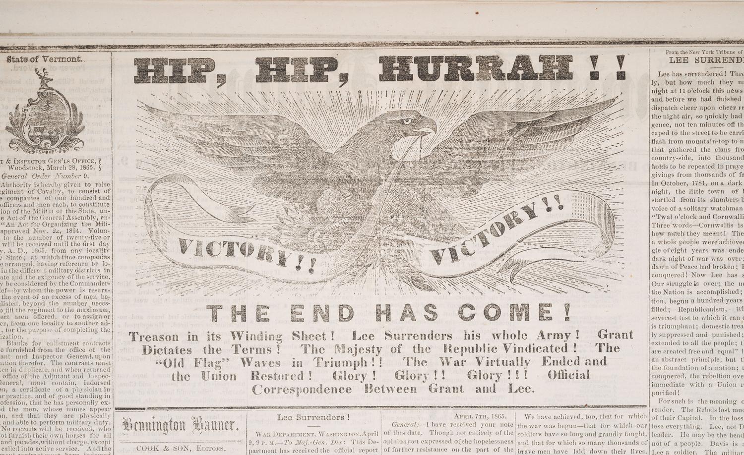 [CIVIL WAR]. 4 war-date newspapers, incl. capture of Fort Sumter and Lee's surrender at Appomattox.