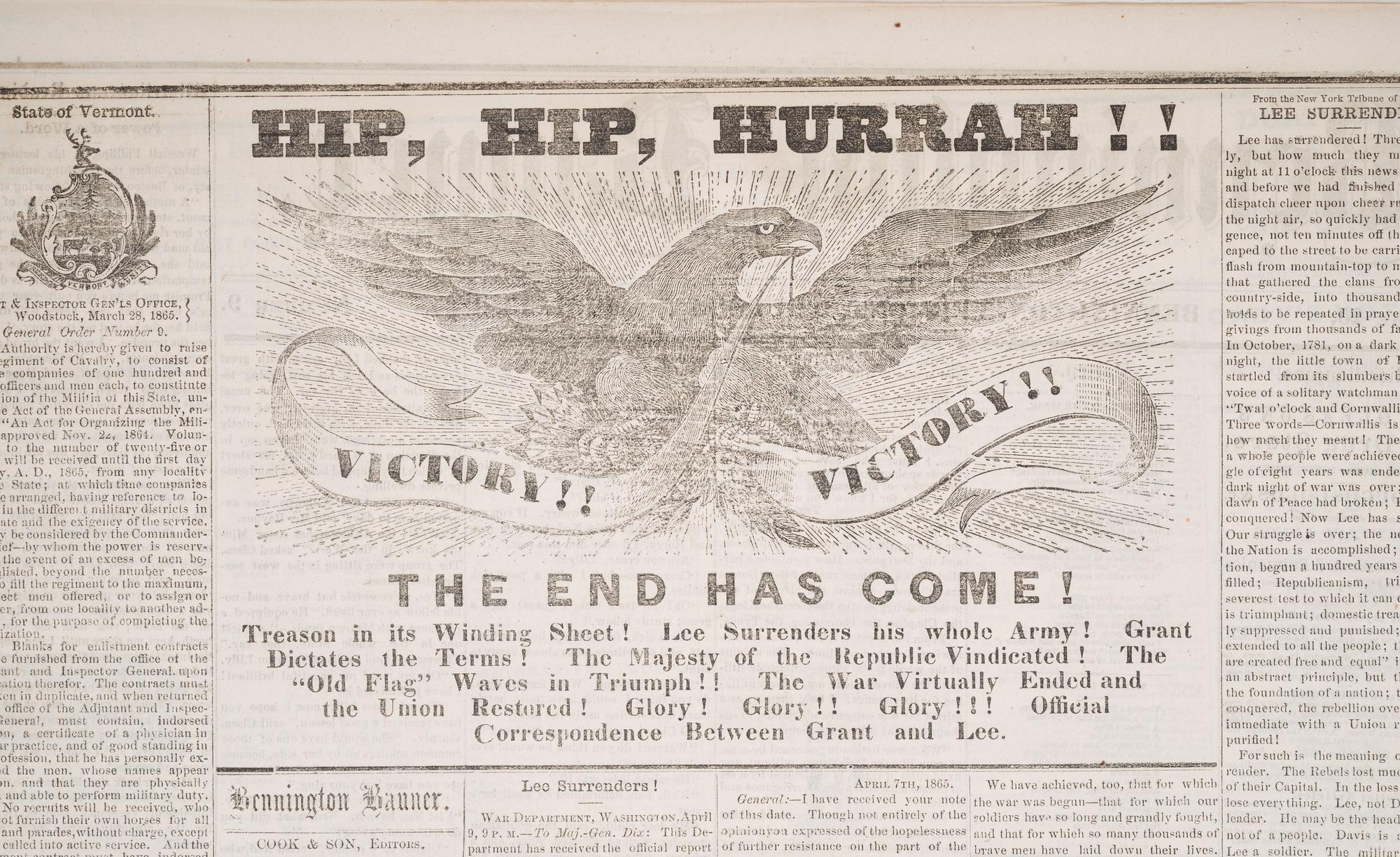[CIVIL WAR]. 4 war-date newspapers, incl. capture of Fort Sumter and Lee's surrender at Appomattox.