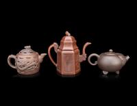 Five Chinese Yixing Zisha Pottery Teapots