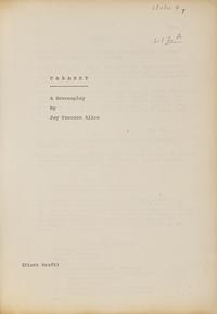 [Entertainment] Allen, Jay Presson. Original Film Script for Cabaret