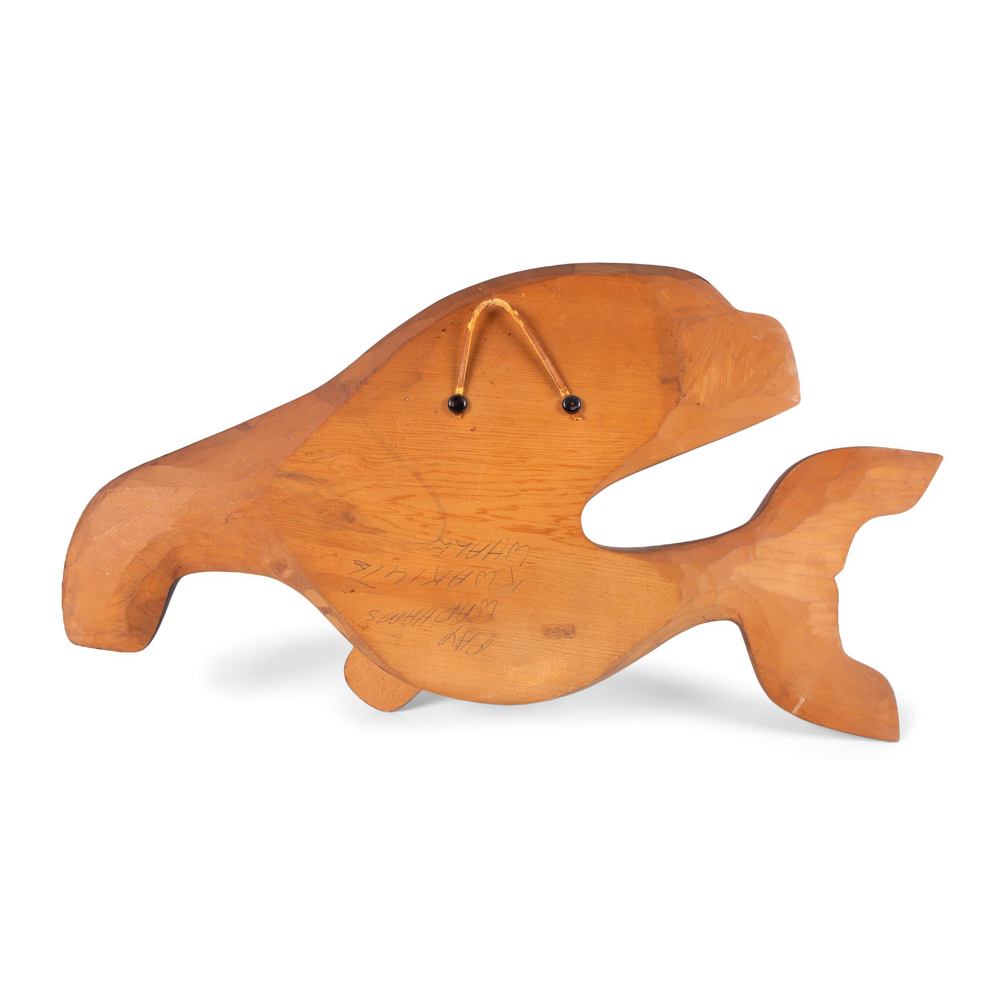 Carved and Painted Wooden Whale Plaque