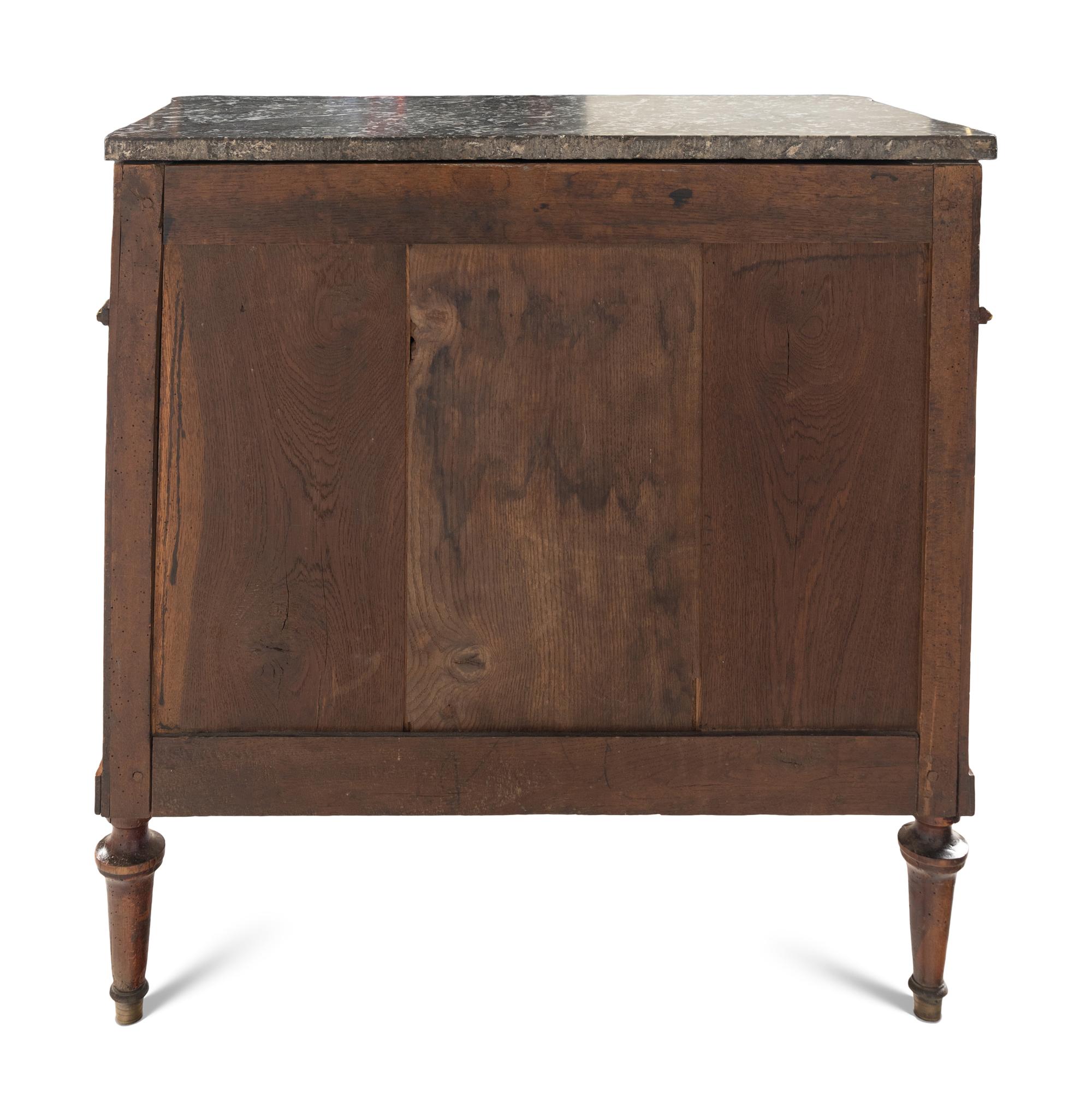 A Louis XVI Mahogany Marble-Top Commode