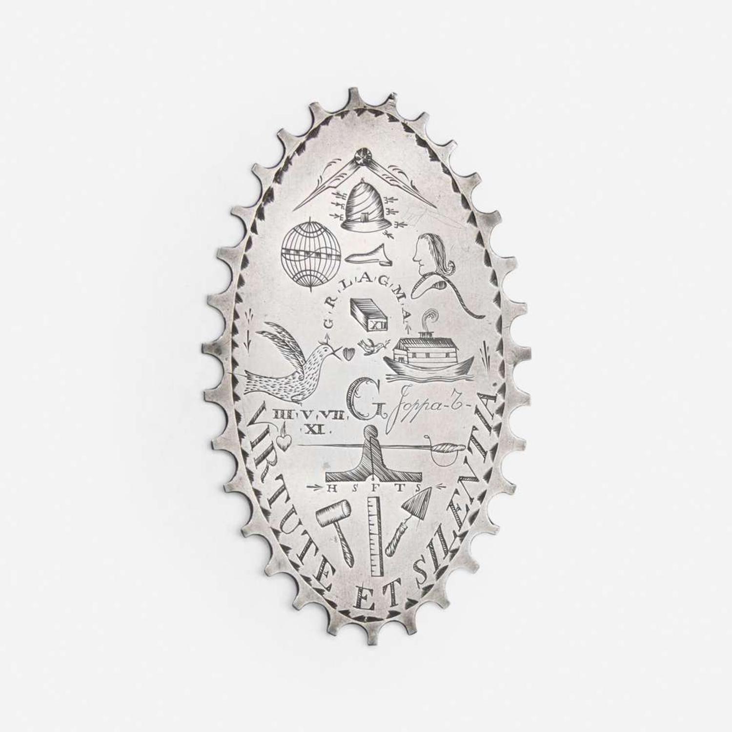 A Federal engraved silver Masonic mark jewel Probably Baltimore, Maryland, dated "1804"