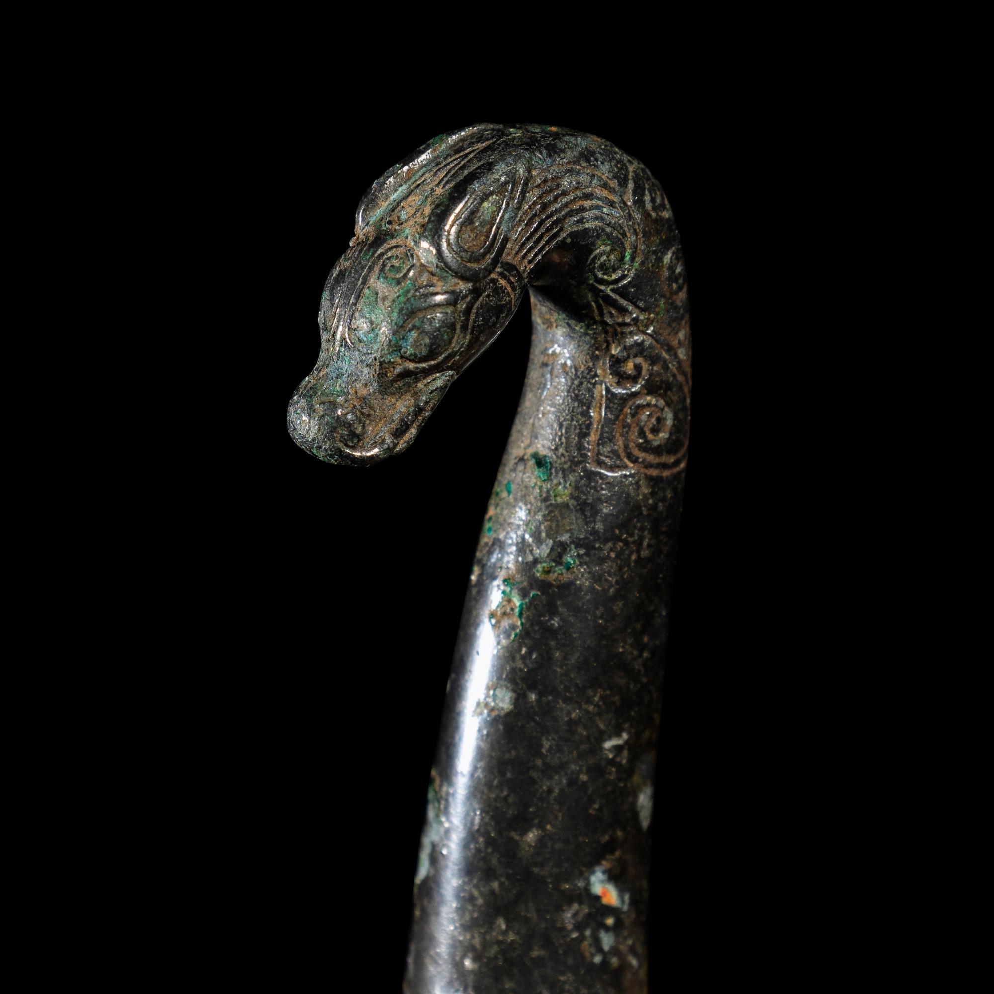 Three Chinese Metal Belt Hooks, Warring States-Han Dynasty 戰國-漢 青銅帶鉤三件