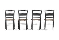A Set of Four Stencil and Parcel Gilt Decorated Rush-Seat Hitchcock Side Chairs