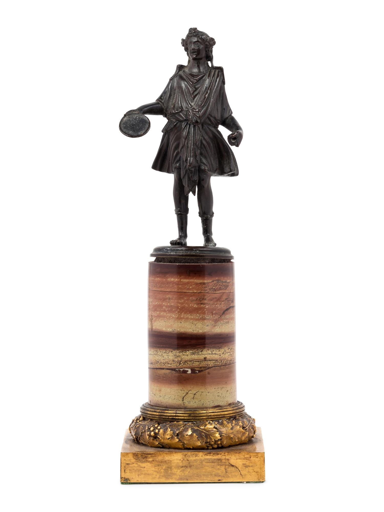 A Grand Tour Bronze Figure on a Marble Base