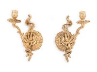 A Pair of Gilt Metal Single-Light Sconces