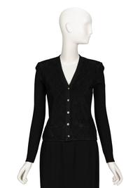 Chanel, Black Suede & Knit Cardigan