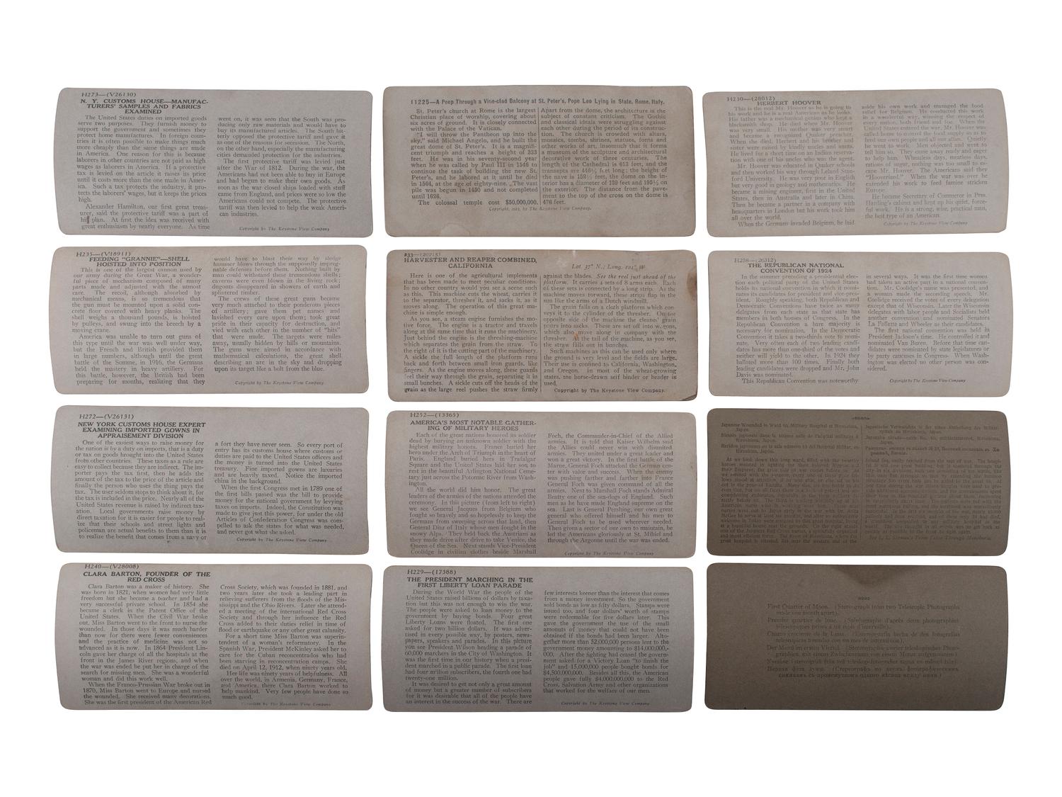 [EARLY PHOTOGRAPHY]. Collection of stereoviews by Keystone and Underwood, several in wooden box.