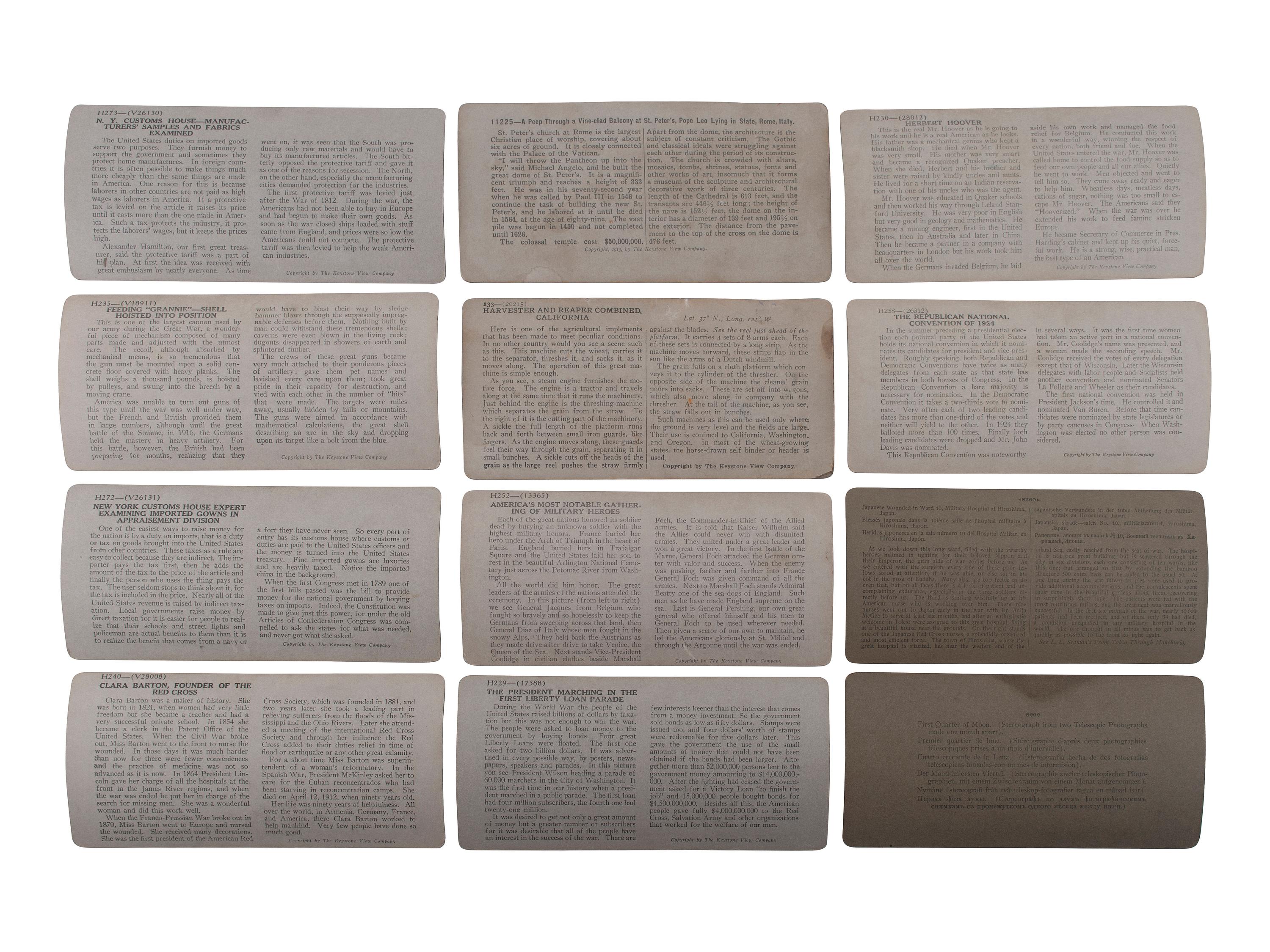 [EARLY PHOTOGRAPHY]. Collection of stereoviews by Keystone and Underwood, several in wooden box.