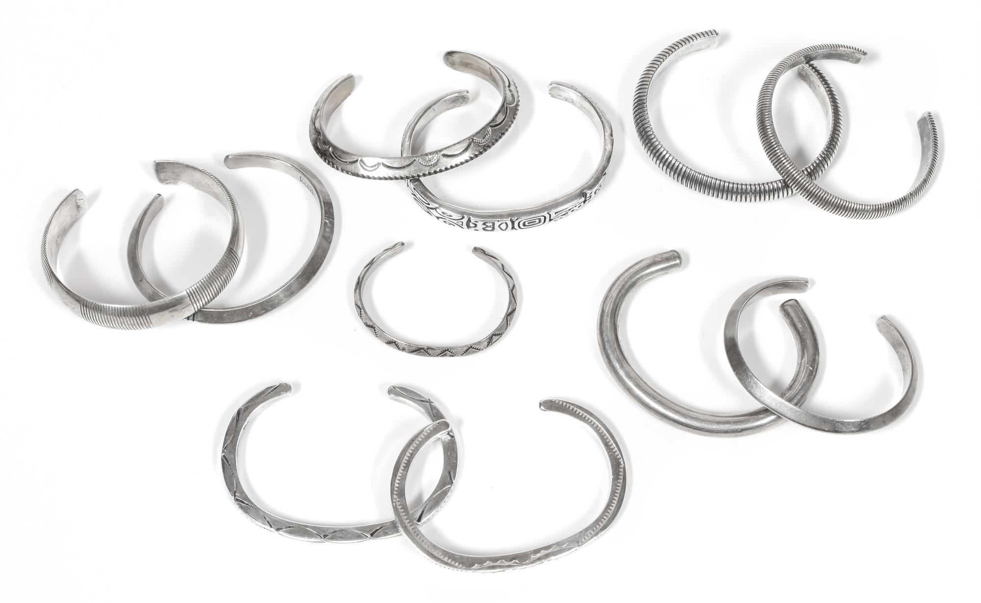 Collection of Southwestern Silver Guard Bracelets Length of one 5 x opening 1 x width 1/8 inches