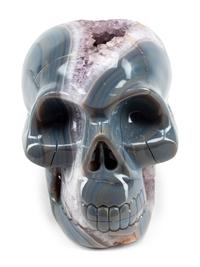 A Continental Carved Agate Geode Skull