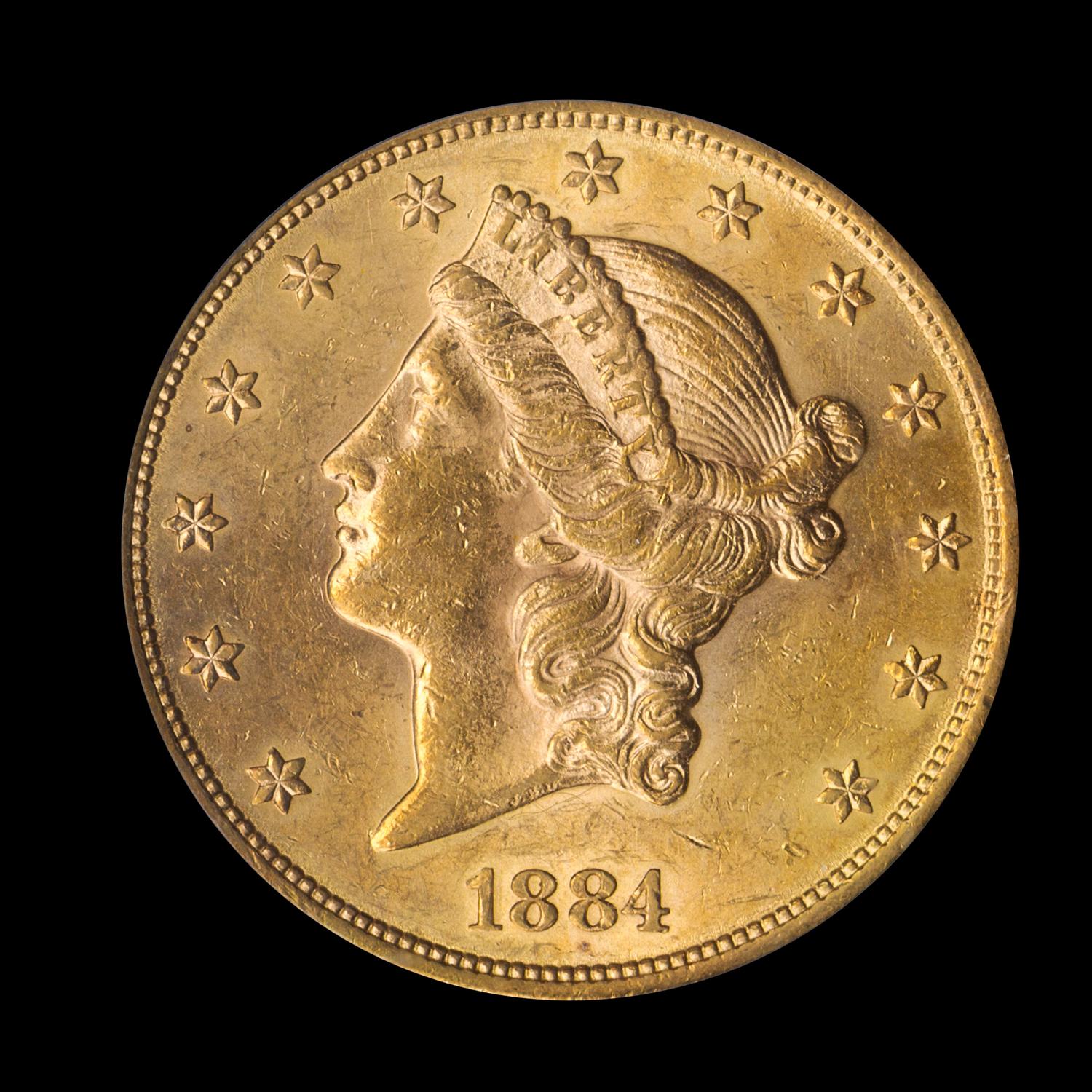 A United States 1884-S Liberty Head $20 Gold Coin