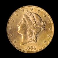 A United States 1884-S Liberty Head $20 Gold Coin