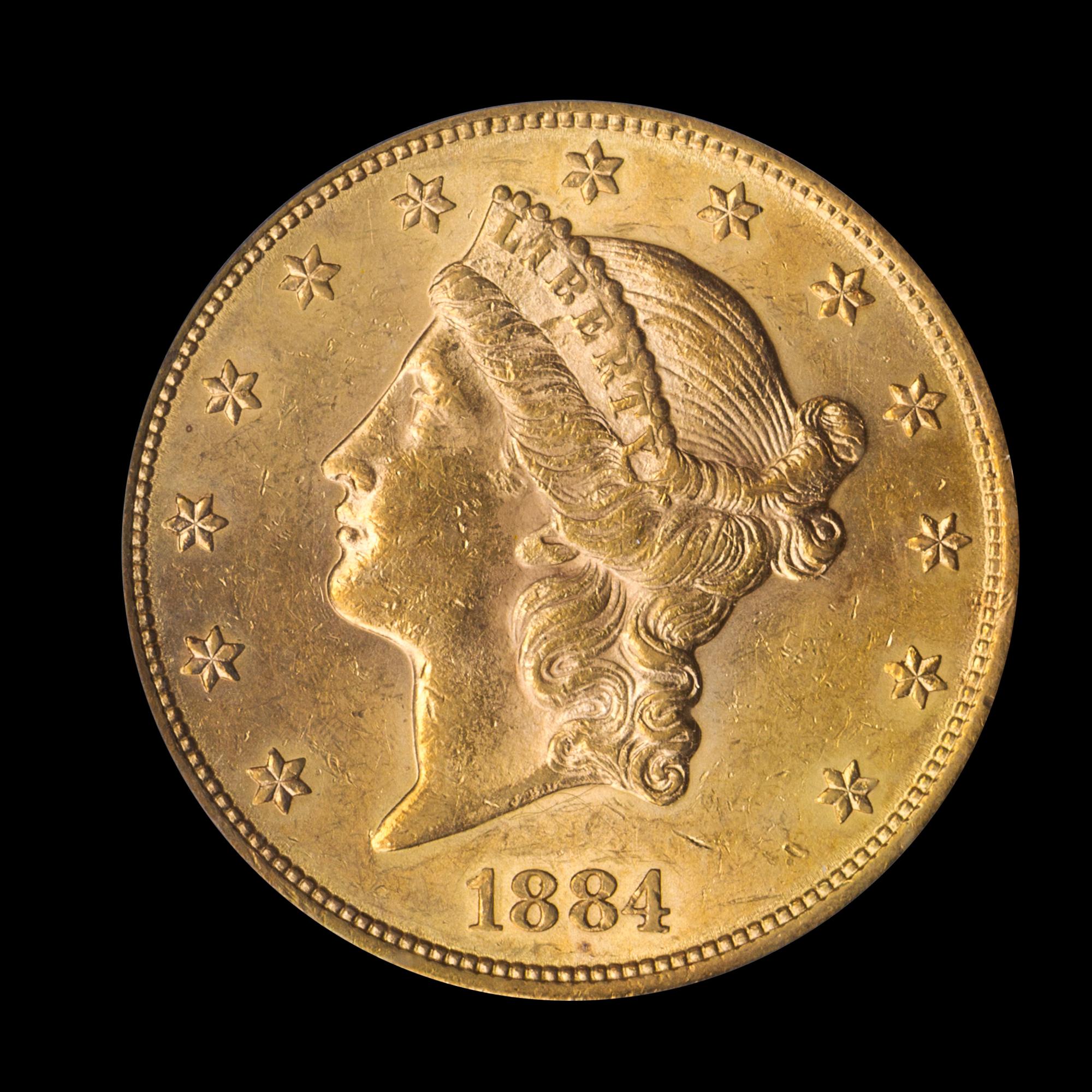 A United States 1884-S Liberty Head $20 Gold Coin